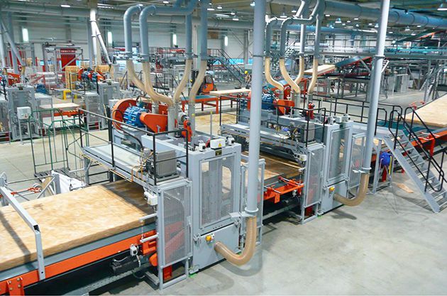 Production line for insulation materials made from glass wool